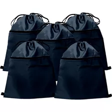 50 Mochilas De Saco Preta Com Bolso Frontal De Zíper Futebol