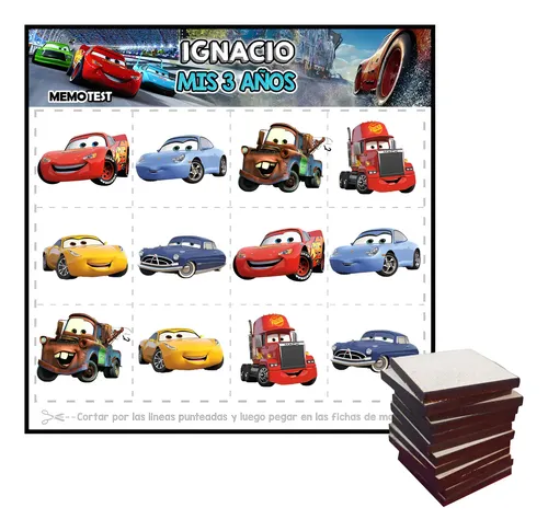 Memotest Mdf Cars Rayo Autos Coches Cumple Souvenir X10
