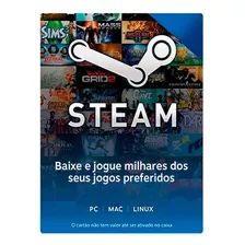 Steam Cartão Pré-pago R$50 Reais Crédito Card - Imediato