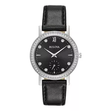 Reloj Bulova Crystal Mujer Cuarzo Esfera Negra 96l246