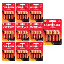 40 Pilhas Baterias Alcalinas Aa Ourolux 2a - 10 Blister C/4