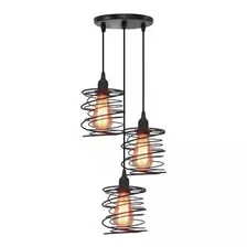 1 Pendente Mola Triplo + 3 Lampadas Led Vintage Retro