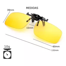 Clip On P/ Oculos Lente Amarela Bloqueia Luz Farol Carro Cor Da Lente Amarelo Desenho Amarelo Dirigir A Noite