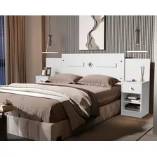 Cabeceira Com Criado Cama Box Casal Queen Lara - Branco