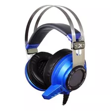 Headset Gamer 7.1 C/ Função Vibrar Leadership V2 Azul/preto Cor Azul Cor Da Luz Vermelho