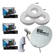 Kit Nova Antena Parabólica Satmax 5 Para 3 Televisores