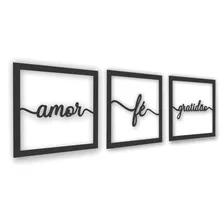 Quadro Decorativo Exclusivo Fé Amor Gratidão Escritório Arte