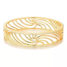 Bracelete Feminino Luxo Cravejado Zirconia Banhado Ouro 18k