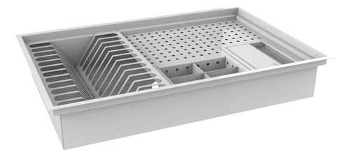 Escorredor Embutido Calha Inox Úmida Branca 60x40cm Tampa Branco