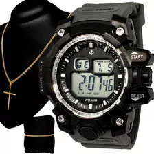 Relógio Digital Esportivo Prova D'água Original + Kit Joias