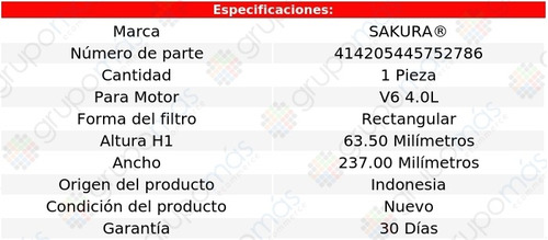 Filtro De Aire Sakura Fj Cruiser V6 4.0l Toyota 10/14 Foto 2