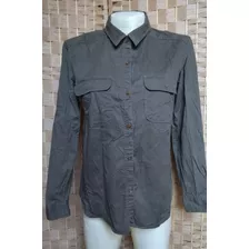 Camisa H & G Verde Brin Dos Bolsillos Manga Larga