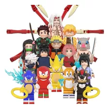  Boneco Blocos De Montar Wmblocks Naruto+sonic+slayer 15pçs