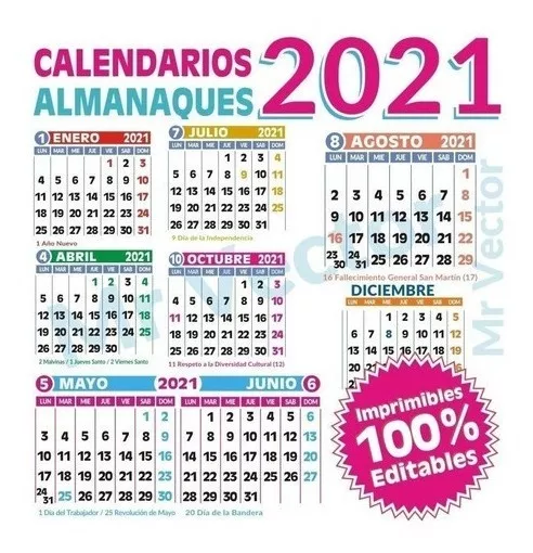 Kits Calendarios Almanaques Vectorizados 100% Editables