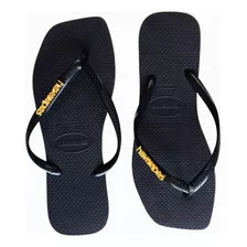 Chinelo Havaianas Square Preta (ponta Quadrada) Com Brinde