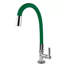 Torneira Color Luxo Bancada Cano De Silicone Flexível C-66 Cor Verde