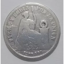 Moneda Peruana Año 1866 Siglo Xix Un Quinto De Sol