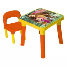 Mesinha Infantil Didática + Cadeira Masha E O Urso ( 0450p)