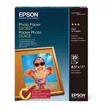 Epson Glossy Photo Paper, 8,5 X 11 Pulgadas, 20 Hojas