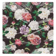 Guardanapo Para Decoupage Com 20 Uni Peonia Fundo Preto