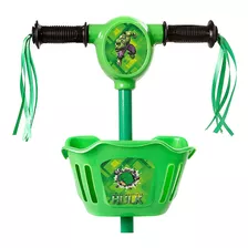 Patinete Hulk 3 Rodas Infantil Com Cesta Musica E Luzes Cor Verde