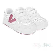 Tênis Starzinho Vision Branco Com Glitter Rosa - Linha Baby