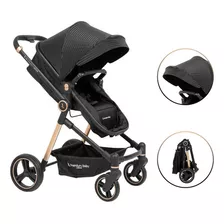 Coche Bebé Moises Aston Premium Baby En Aluminio Color Negro Líneas