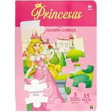 Clássicos Em Quebra-cabeças Mundo Encantado Princesas Editora Todolivro 3 Quebra Cabeças Com 15 Peças Cada