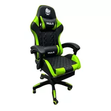 Cadeira De Escritório War Wgc100 Gaming Series Preto E Verde Com Estofado De Couro Sintético