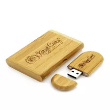 10 Pendrives Em Madeira 16gb Usb 2.0 Gravamos Logo Ou Nomes.