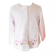 Campera De Verano De Niña Blanca Bordada Con Flores