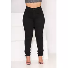 Calça Preta Jeans Feminina Com Elastano Cintura Alta Skinny