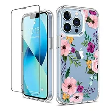 Funda + Protector Pantalla Para iPhone 13 Pro Estilo Flores