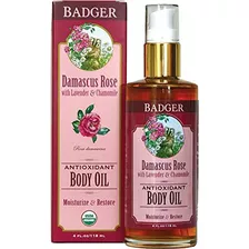 Badger Rose Body Oil - Botella De Vidrio De 4 Fl Oz