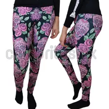 Leggings Leggins Catrina Esqueleto Hueso Halloween Negro Bl