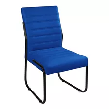 Conjunto Com 4 Cadeira Jade Sala De Jantar Couro Sintético Cor Da Estrutura Da Cadeira Preto Cor Do Assento Azul-marinho Desenho Do Tecido Liso