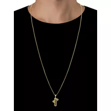 Corrente Veneziana Masculino Banhado Ouro 18k + Crucifixo 3d