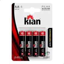 Pilha Alcalina Aa 1,5v Comum Blister Com 4un Lr6 - Kian