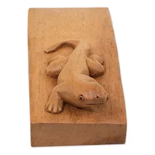 Novica Brown Tallado A Mano Suar Wood Lizard Door Stopper, '