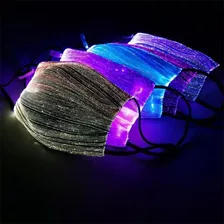 Cubrebocas Tapa Boca Con Luz Luces Led Colores Fibra Óptica