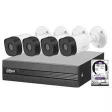 Kit Dvr 8ch 1080n 4 Camaras Bullet 2mp Xvr1b08 Disco 1tb Purple Alertas Celular