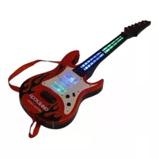 Guitarra Infantil Rock Band Vermelha Com Luz E Som
