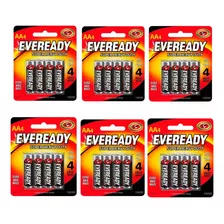 Combo 6 Paquetes De Pilas Carbon Eveready Aa X4 T4915