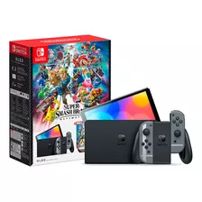 Console Nintendo Switch Oled 64gb Cinza Edição Jogo Super Smash Bros Ultimate