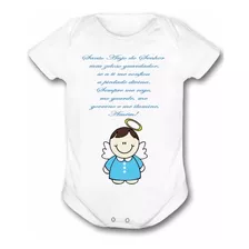 Body Bebê Infantil Personalizado Anjo Da Guarda Azul Menino 