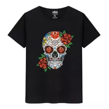 Camiseta Masculina Algodão Premium Casual Caveira Mexicana