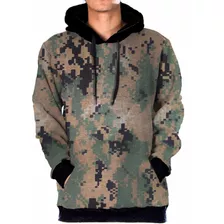 Blusa Moletom Bolso Capuz Usa Camuflado Digital Militar Eua 