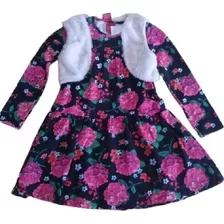 Vestido Infantil Florido Kyly C/ Bolero De Pelúcia 206648