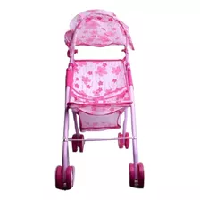 Cochecito De Bebe Para Muñeca Pleglable De Paseo Color Rosa