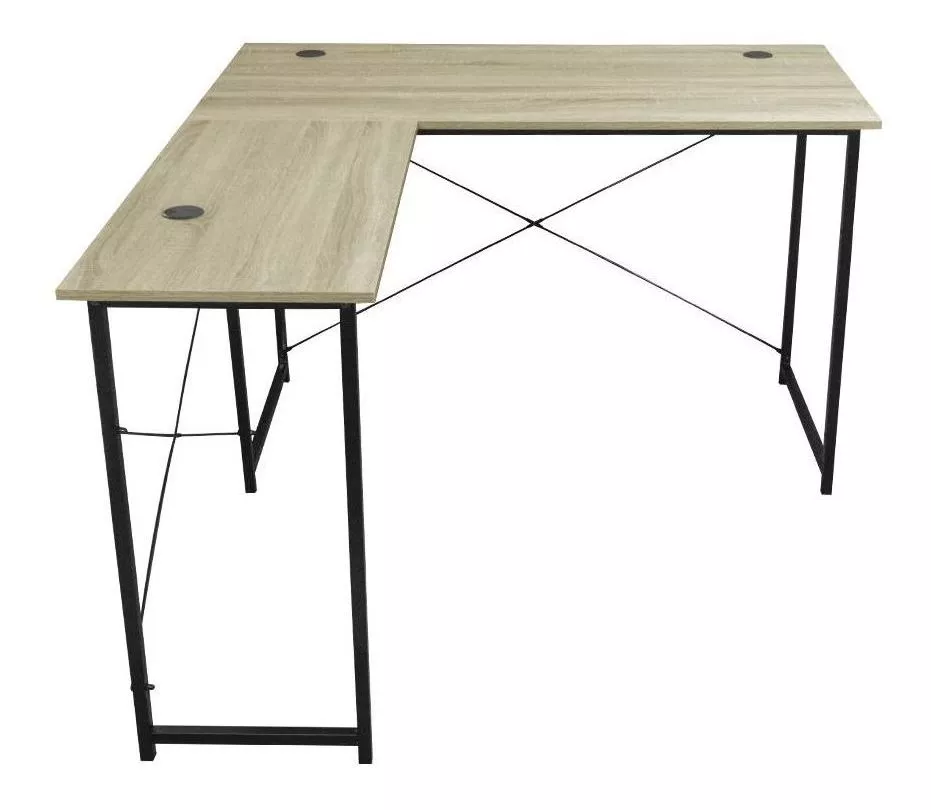 Escritorio Top Living Desk-11 Melamina, Metal De 140cm X 75.5cm X 60cm X 120cm 